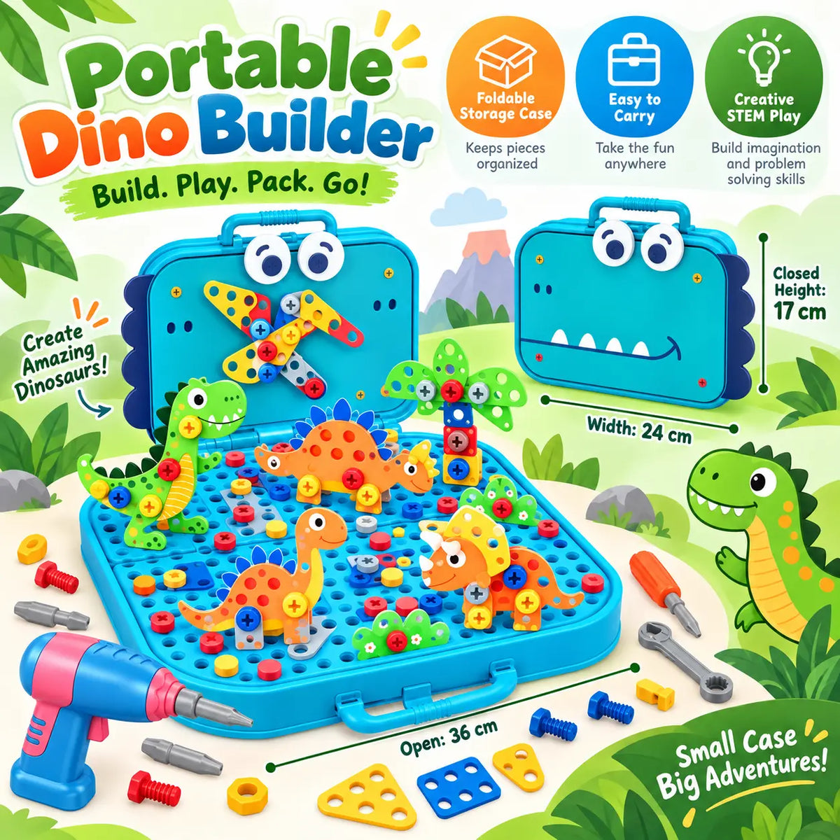 Dinosaur Themed Puzzle Box Set for Kids | 351 Pieces
