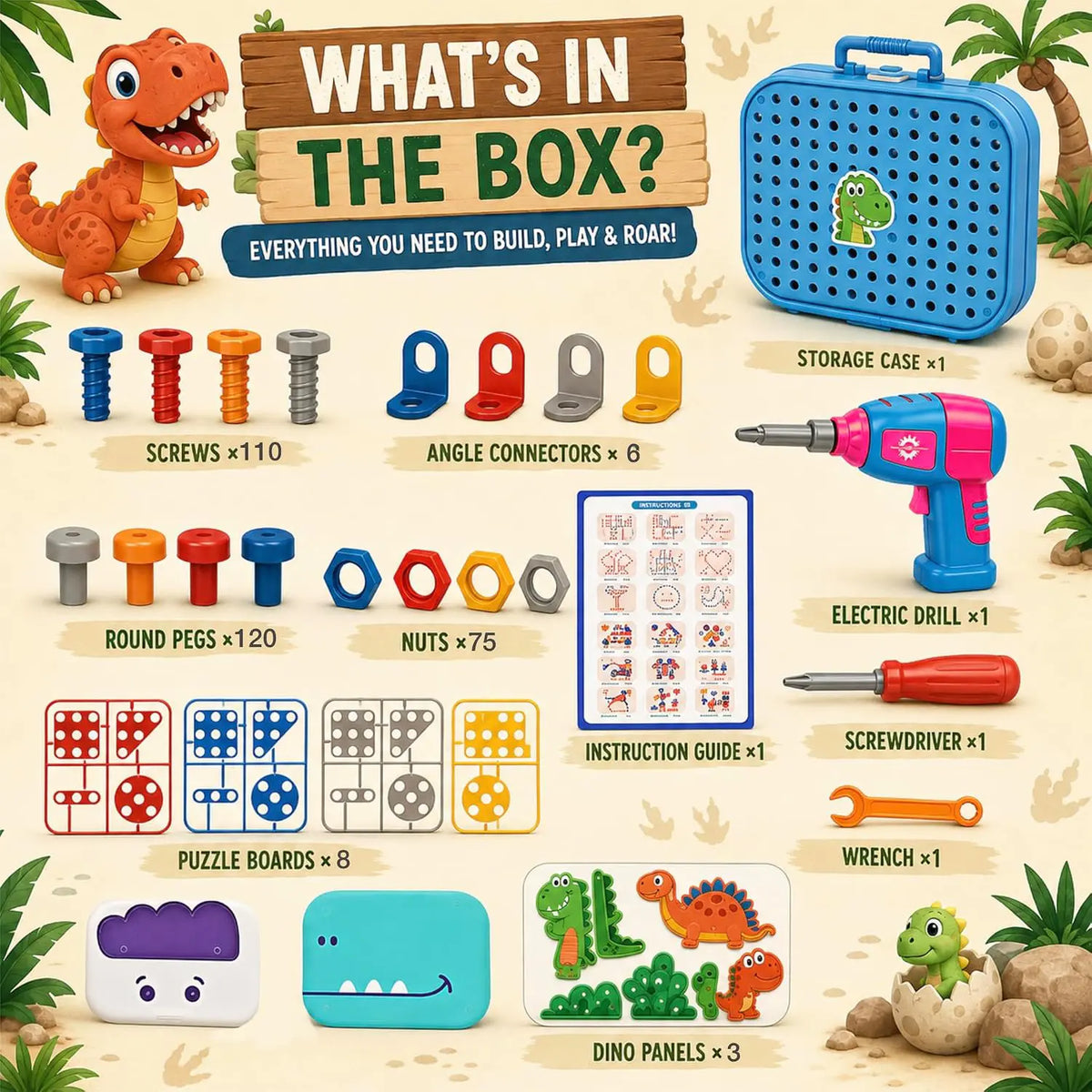 Dinosaur Themed Puzzle Box Set for Kids | 351 Pieces