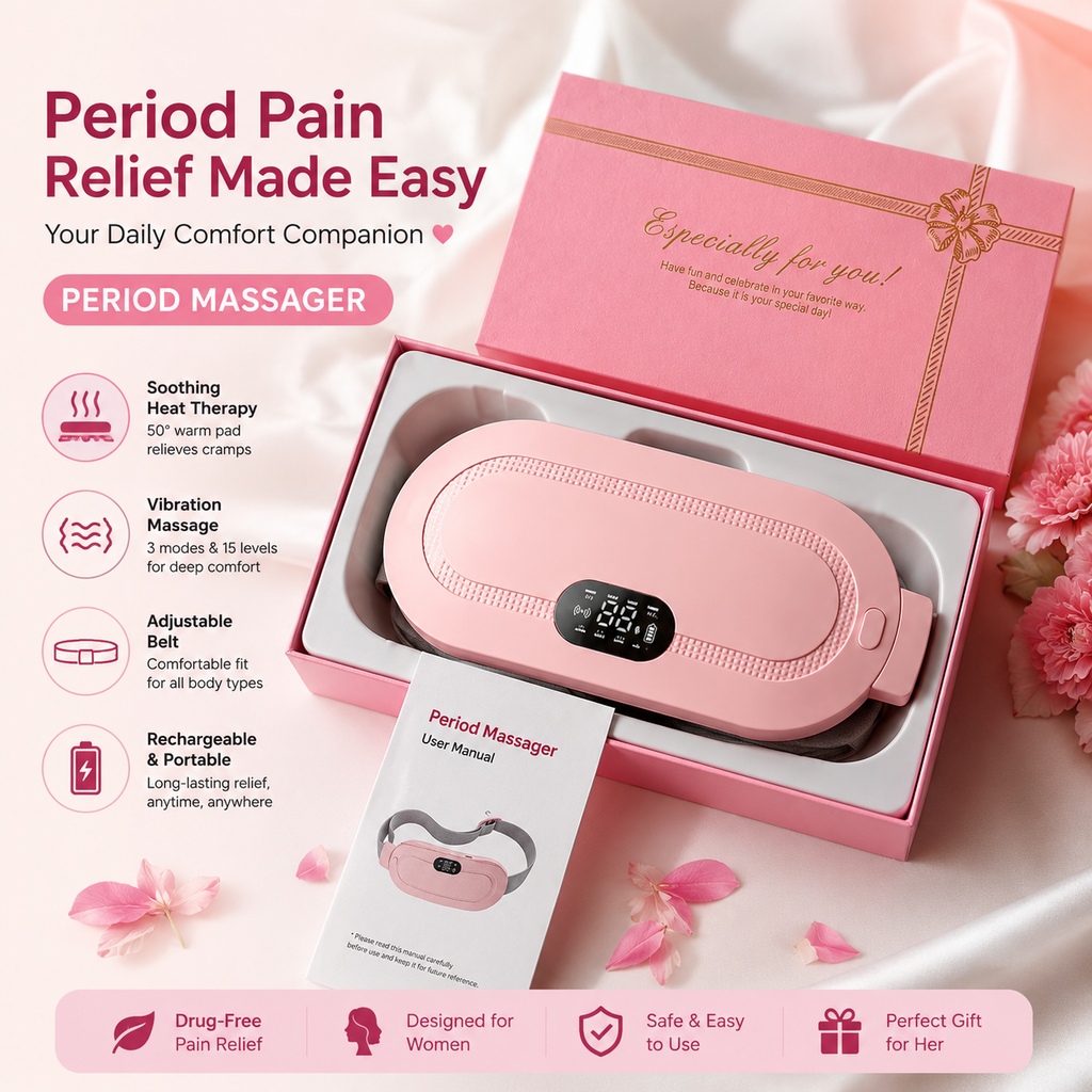 Period Pain Relief Massager – Portable Heat Therapy Device for Menstrual Cramps