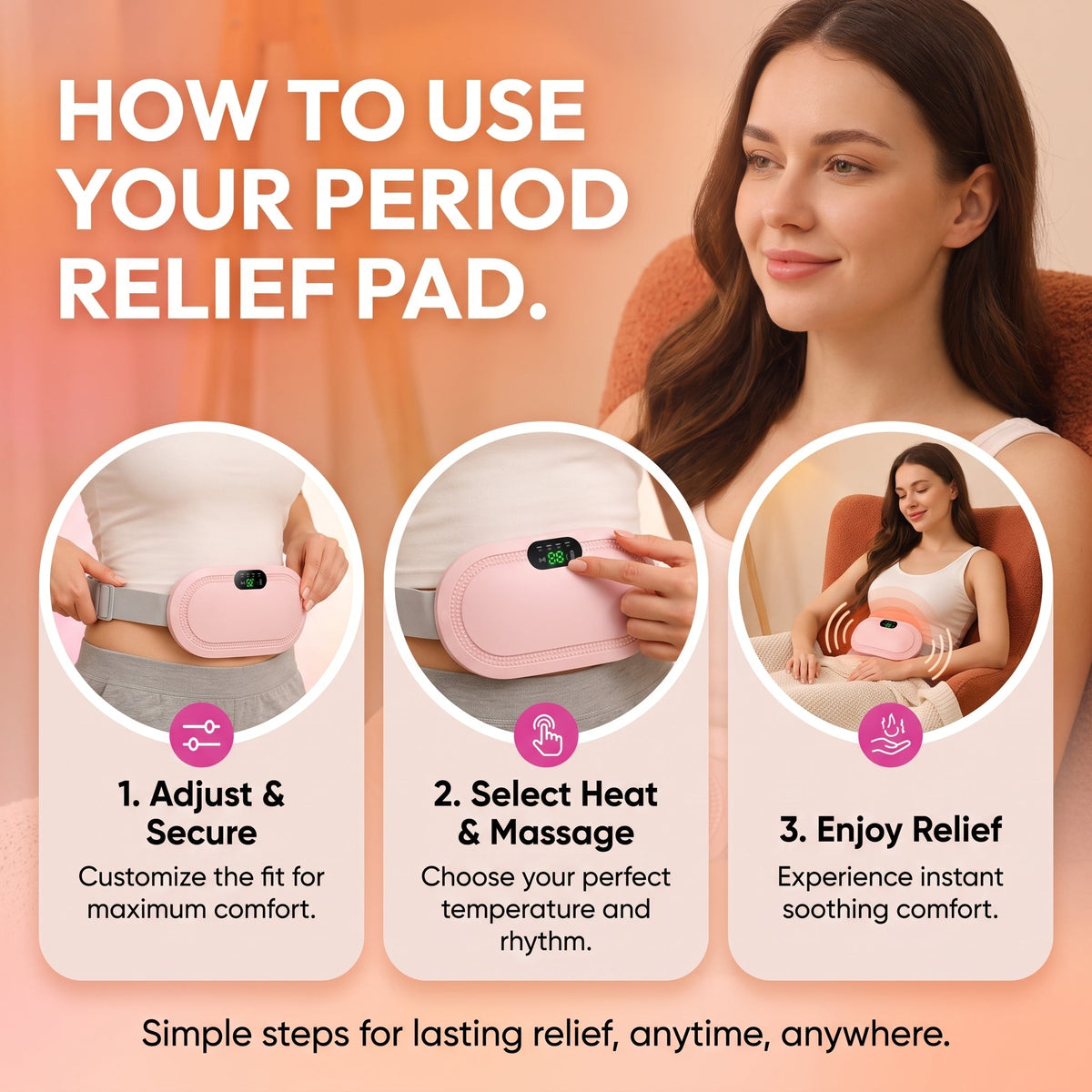 Period Pain Relief Massager – Portable Heat Therapy Device for Menstrual Cramps