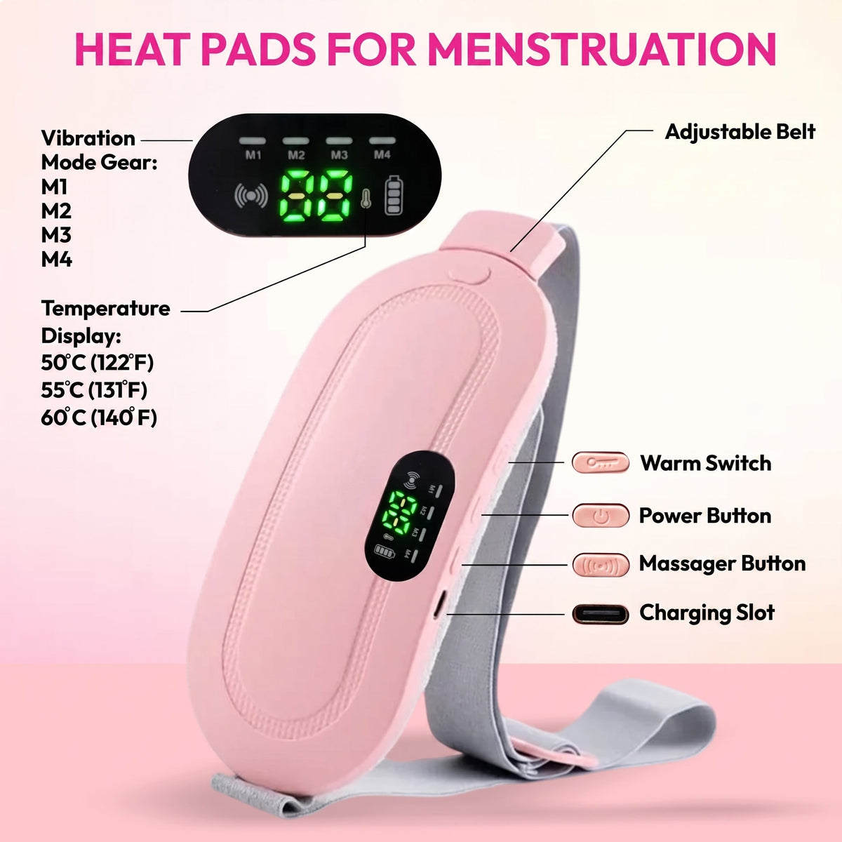 Period Pain Relief Massager – Portable Heat Therapy Device for Menstrual Cramps